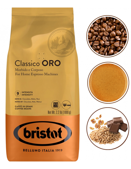 Bristot Classico Oro kawa ziarnista czarna intensywna 1kg