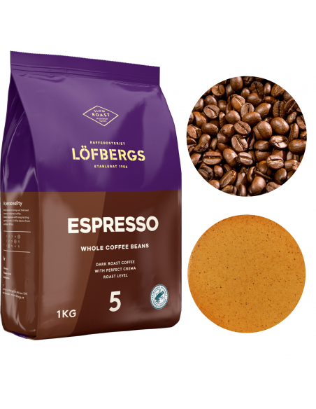 Lofbergs Espresso kawa ziarnista intensywna ciemno palona 1kg