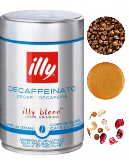 Illy Decaf Espresso ARABIKA 100% bezkofeinowa kawa ziarnista 250g