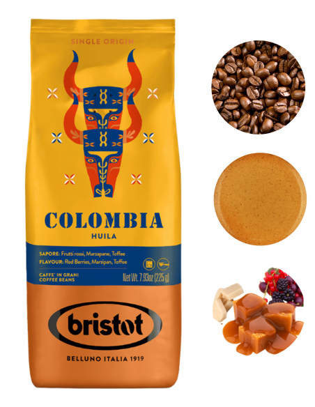 Bristot Colombia kawa ziarnista arabica czarna 225g