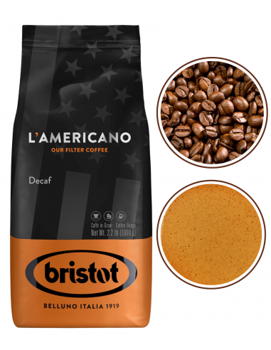 Kawa Ziarnista BRISTOT L'AMERICANO DECAF 1KG Bezkofeinowa