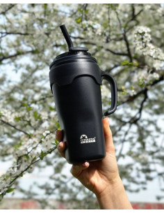 Kubek termiczny ze słomką Majestic Sport Jelly 650 ml czarny 2