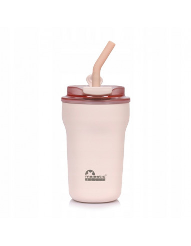 Kubek termiczny ze słomką Majestic Sport Hoody 420 ml różowy