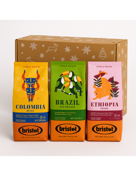 Zestaw świąteczny - kawa ziarnista Bristot Ethopia + Bristot Colombia + Bristot Brazil