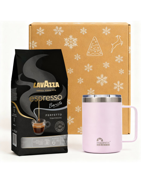 Zestaw świąteczny kawa ziarnista Lavazza Barista Perfetto Espresso kubek Gump różowy