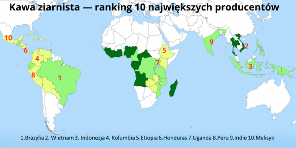 Kawa ziarnista - ranking 10 światowych producentów